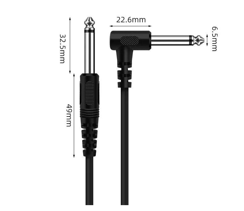 Câble de patch électrique angulaire droit de 10 pieds pour amplificateur de guitare - 2 pièces