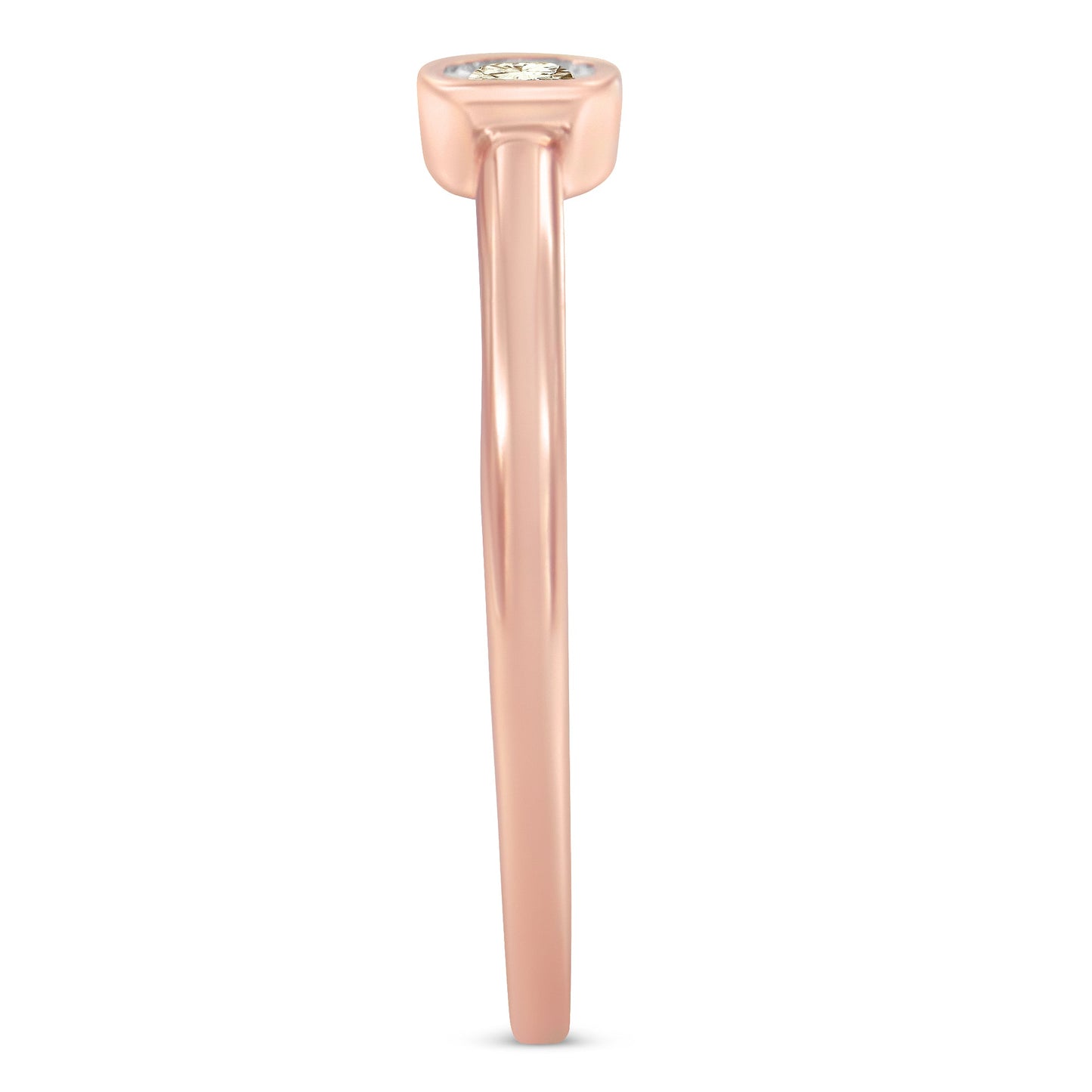 Anillo de cojín cuadrado de diamante de plata de ley chapada en oro rosa de 14K - Talla 6