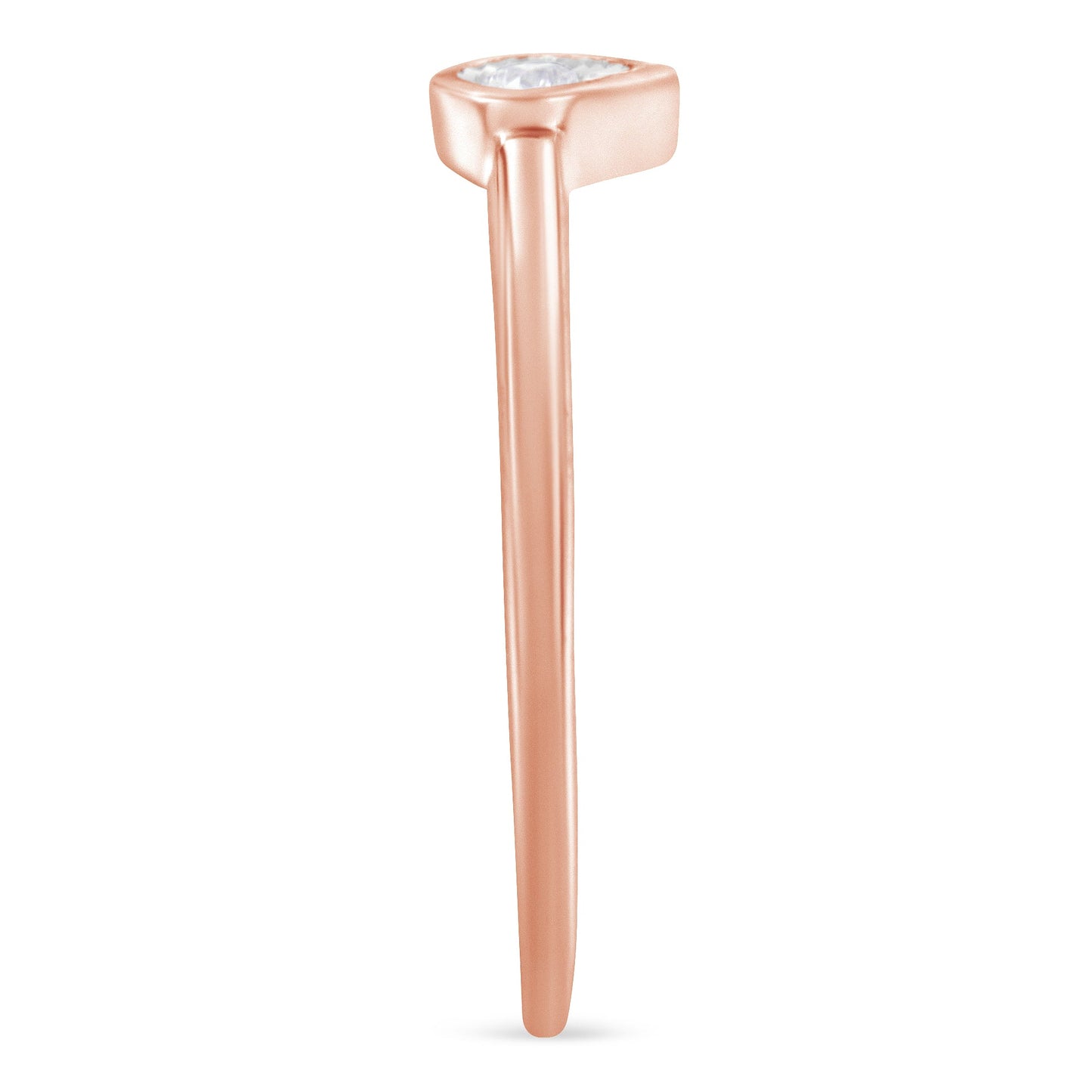 14K Rose Gold Plated Sterling Silver Teardrop Diamond Ring - Size 6
