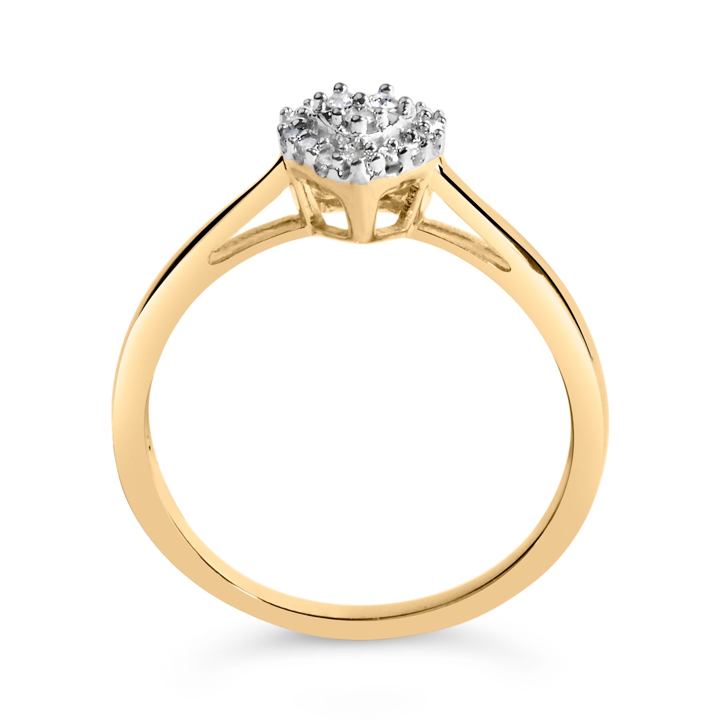 10K Yellow Gold Diamond Heart and Halo Promise Ring