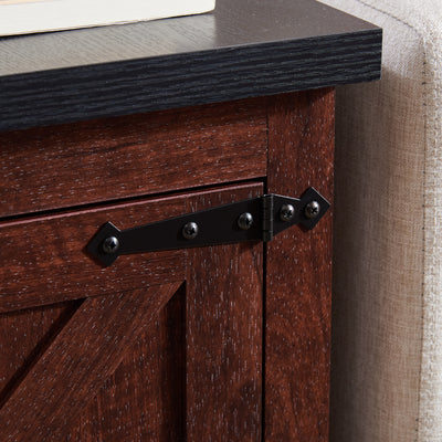 Farmhouse tea table bedside table rectangular farmhouse tea table with barn door and adjustable storage rack OAK - Korvel