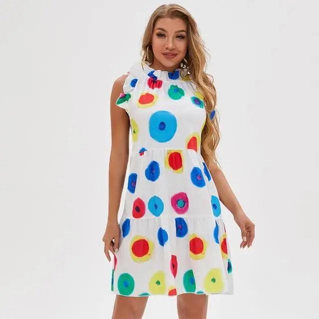Vestido sin mangas con estampado de puntos encantador para mujeres