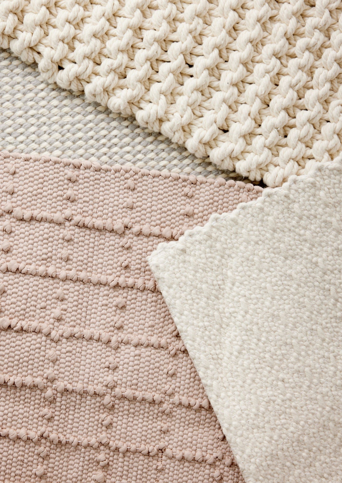 Tapis en coton tissé à la main à carreaux rose blush