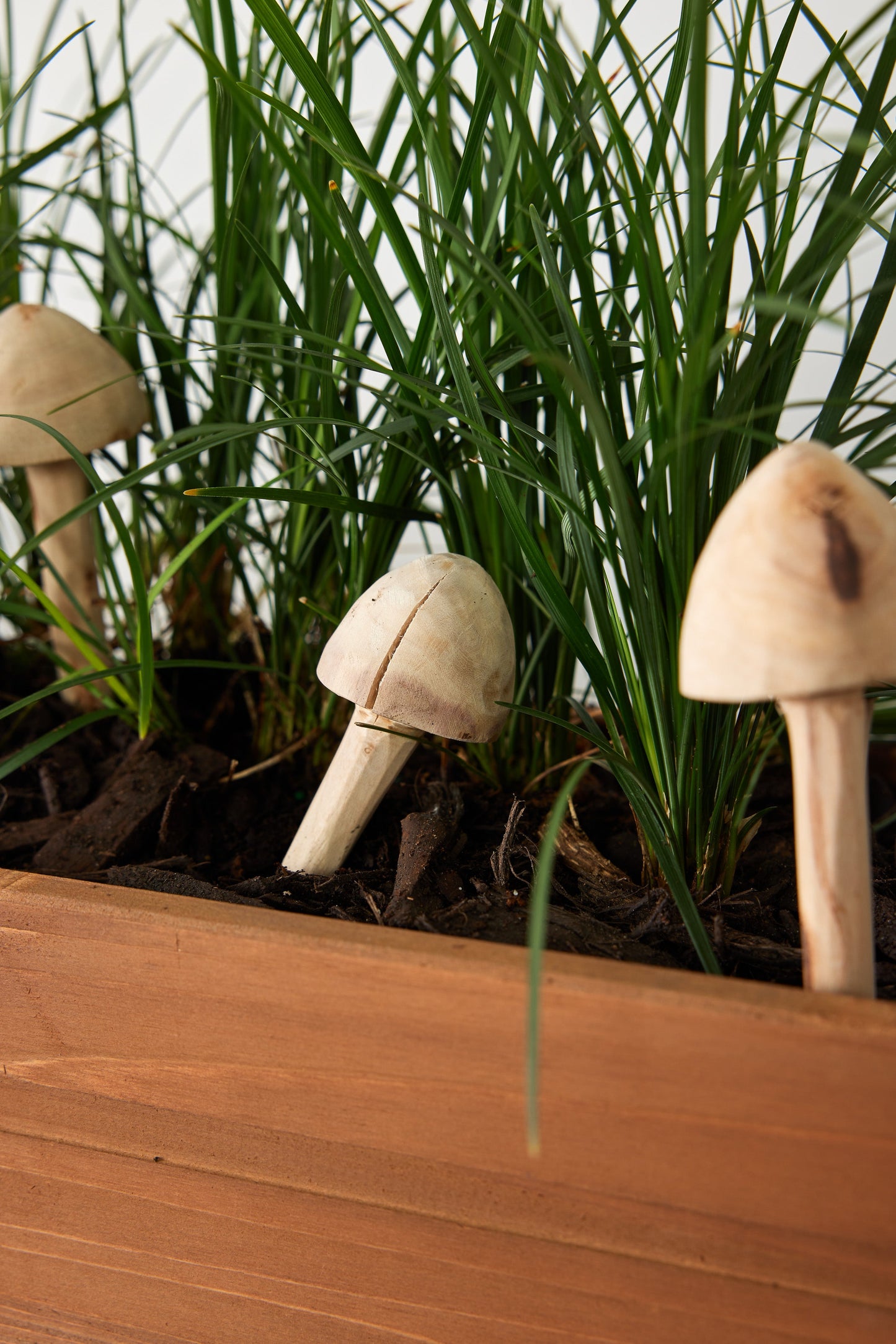 Hand-Carved Wooden Mushroom Garden Stick