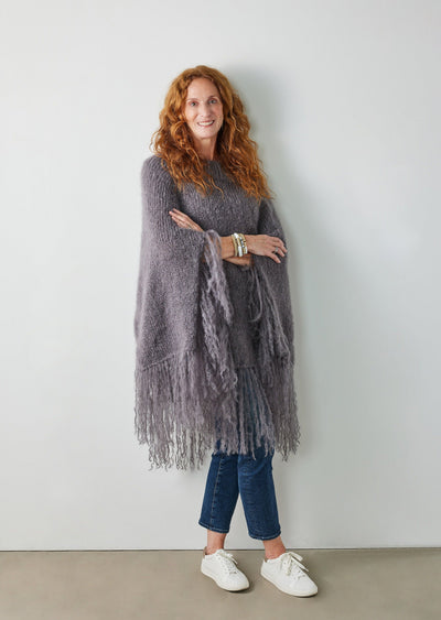 Kit de Poncho de Amor de Tejer Tu Propio en Gris