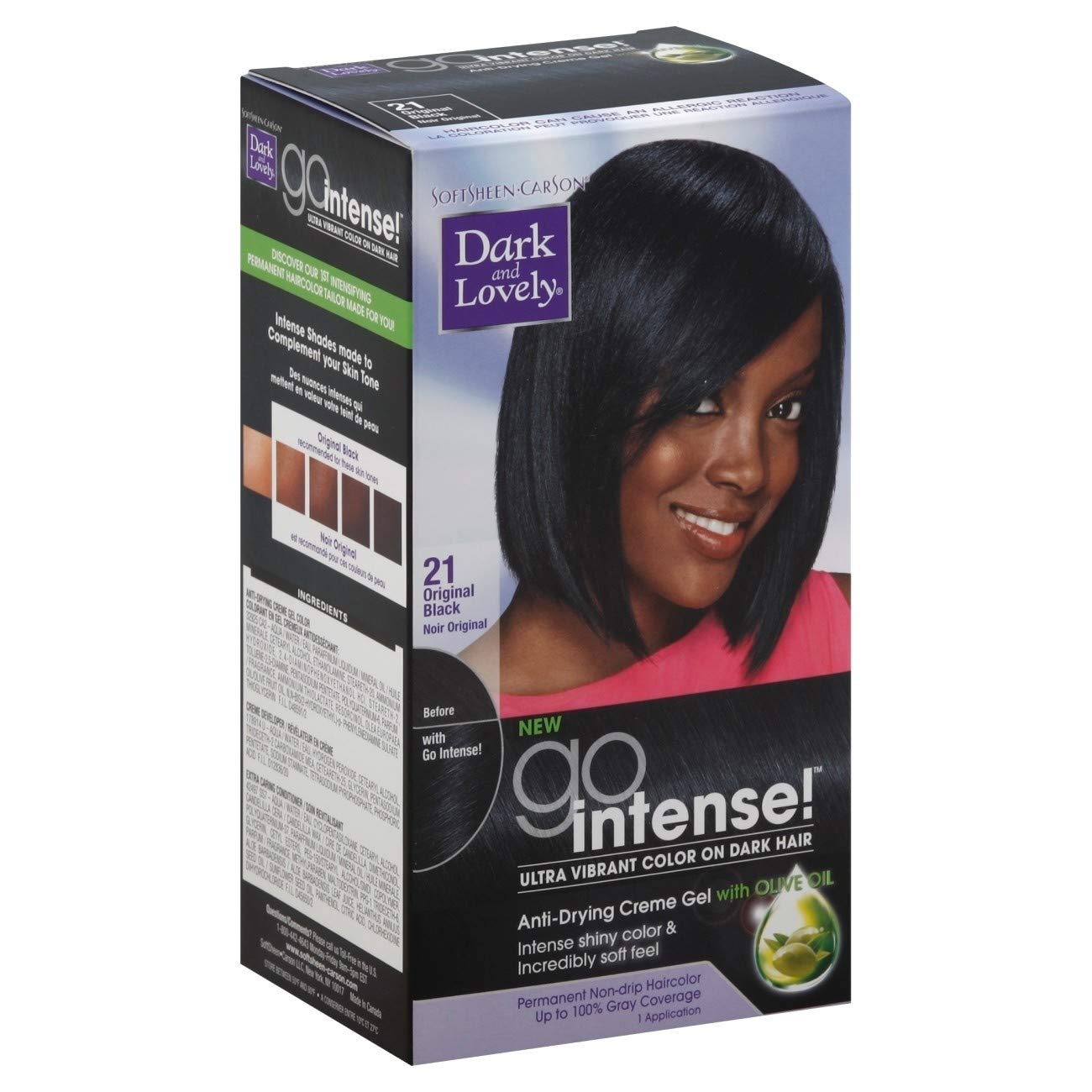 Dark and Lovely Go Intense Couleur de Cheveux Permanente - Noir Original 21