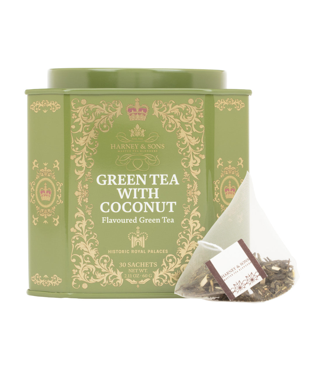 Thé vert avec noix de coco, gingembre et vanille - Boîte HRP de 30 sachets