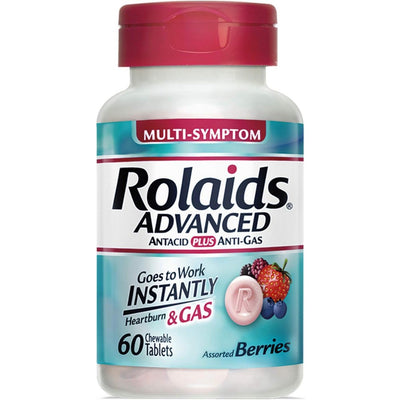 Rolaids Heartburn + Gas Chewable Tablets - Berry Flavor - 60 Count