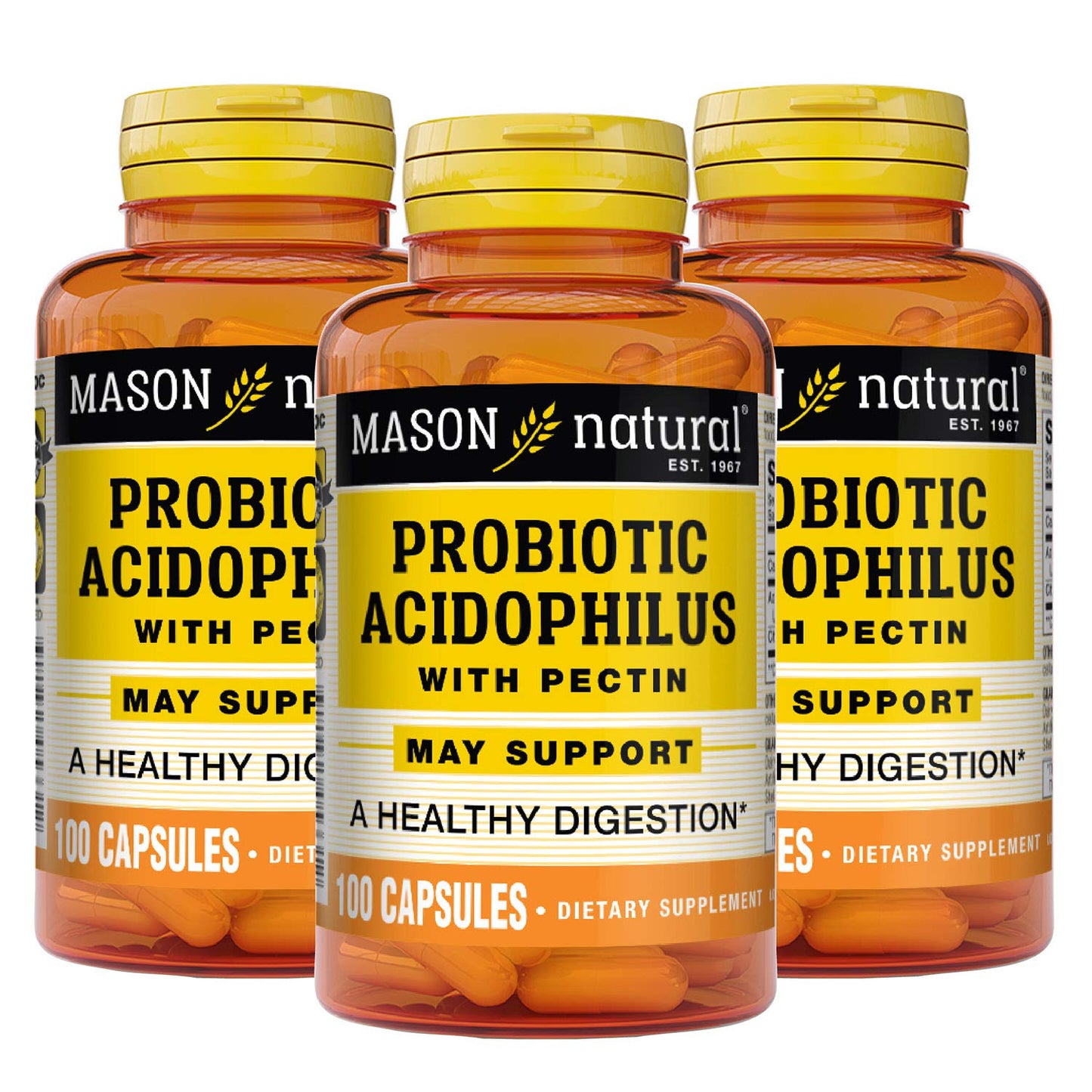Mason Natural Probiotic Acidophilus con Pectina, 100 Cápsulas
