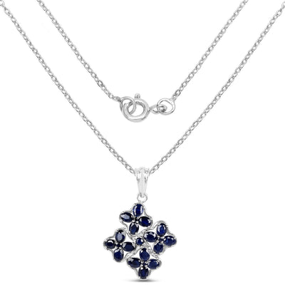 3.68 Carat Genuine Blue Sapphire Pendant in Sterling Silver