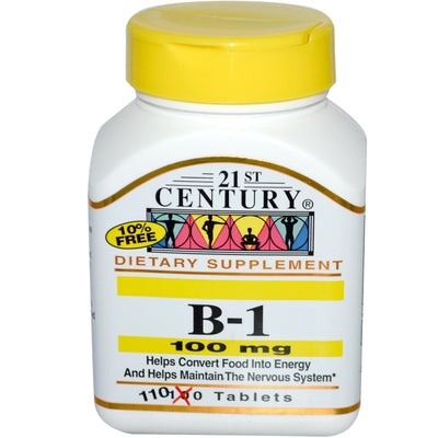21st Century Vitamin B1 100 Mg Tablets - Premium Quality