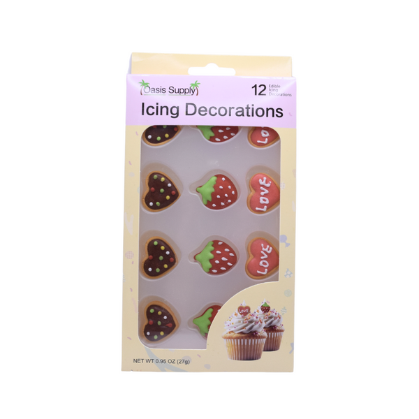 Valentine's Day Edible Cake Decorations - Heart & Strawberry Toppers