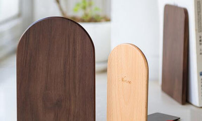 Solid beech wood book end natural wood walnut bookend home storage bookshelf decor bookstop natural wood crafts - Korvel