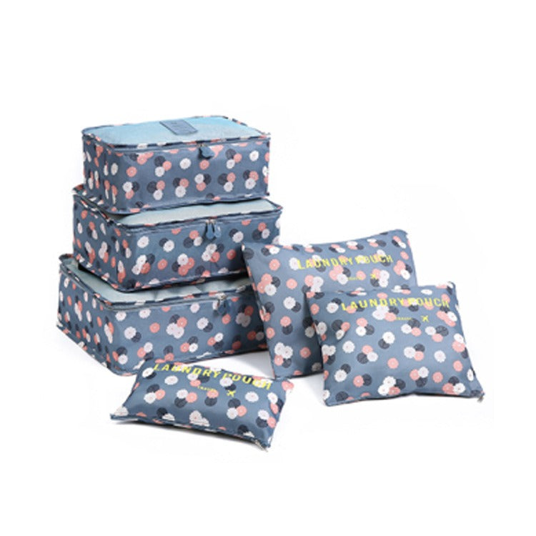 Printed travel storage bag set of 6 pieces, travel clothing sorting bag, waterproof clothing storage bag - Korvel