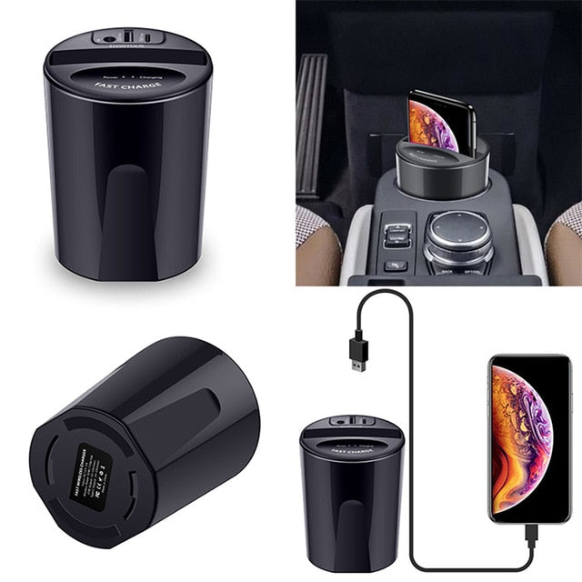 Chargeur de voiture sans fil 10W avec sortie USB