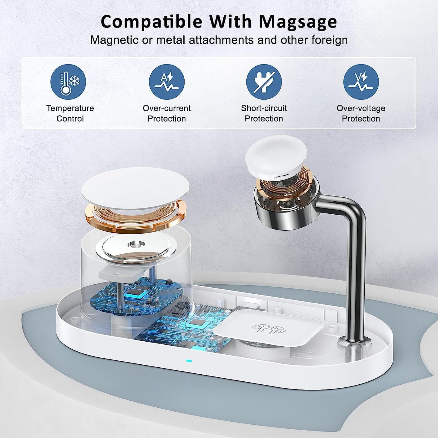 MagSafe magnetic suction three-in-one suitable for Apple mobile phone 15w wireless charging - Korvel