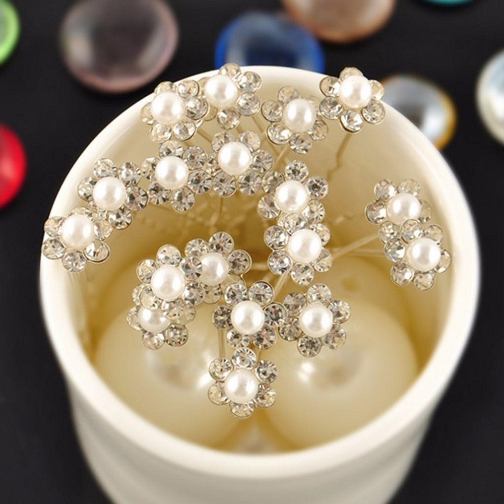 20Pcs Bridal Pearl Flower Hair Pins - Elegant Wedding Accessories