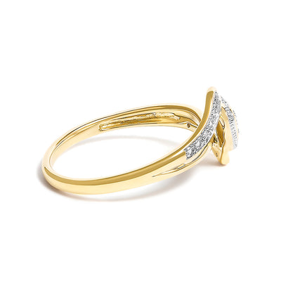 10K Yellow Gold Diamond Accent Filigree Heart Promise Ring - Size 7