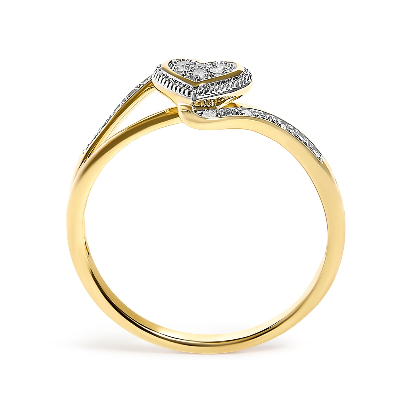 Bague de promesse en cœur filigrane avec accent en diamant en or jaune 10K - Taille 7