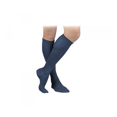 Premium Men's Ribbed Dress Socks - 15-20 mmHg Compression - Navy