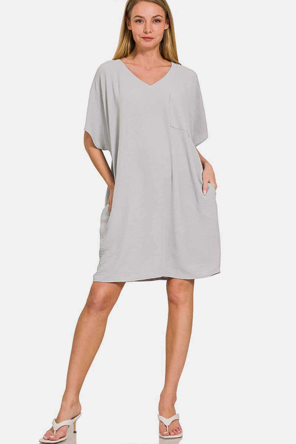 Chic V-Neck Pocket Dress for Women – Effortlessly Stylish and Comfortable - Korvel