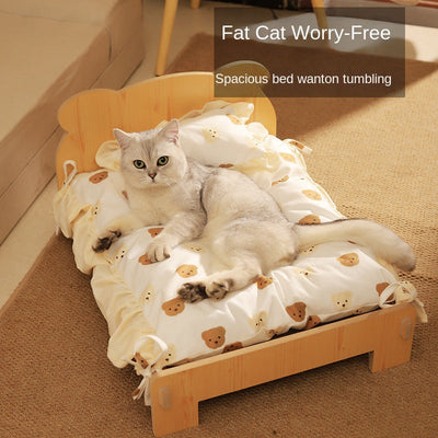 Premium Wooden Cat Bed - Cozy Nest for Your Feline Friend