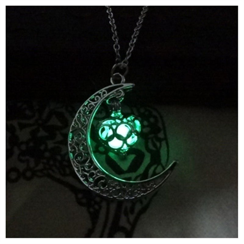 Collar de Pendiente Brillante con Cadena de Plata