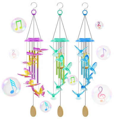 Solar Butterfly Wind Chime with Color Changing Lights