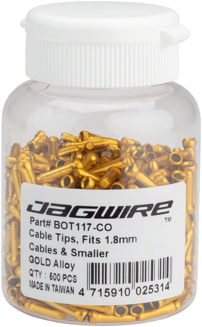 Crimpadores de extremo de cable Jagwire de 1.8 mm en oro - Paquete de 500
