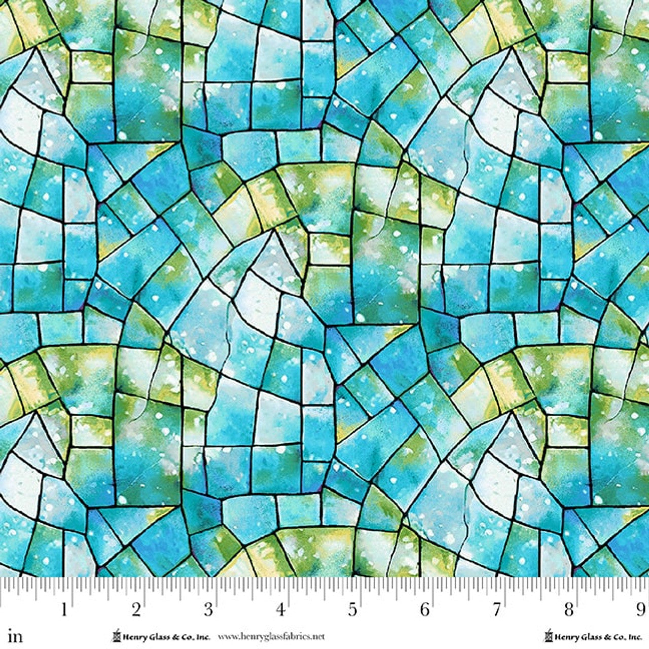 Tela de algodón de fondo ancho Kaleidoscope Turquesa/Verde por yarda