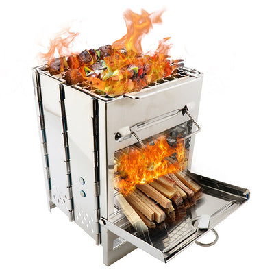 Adjustable Lightweight Camping Wood Stove for Outdoor Cooking