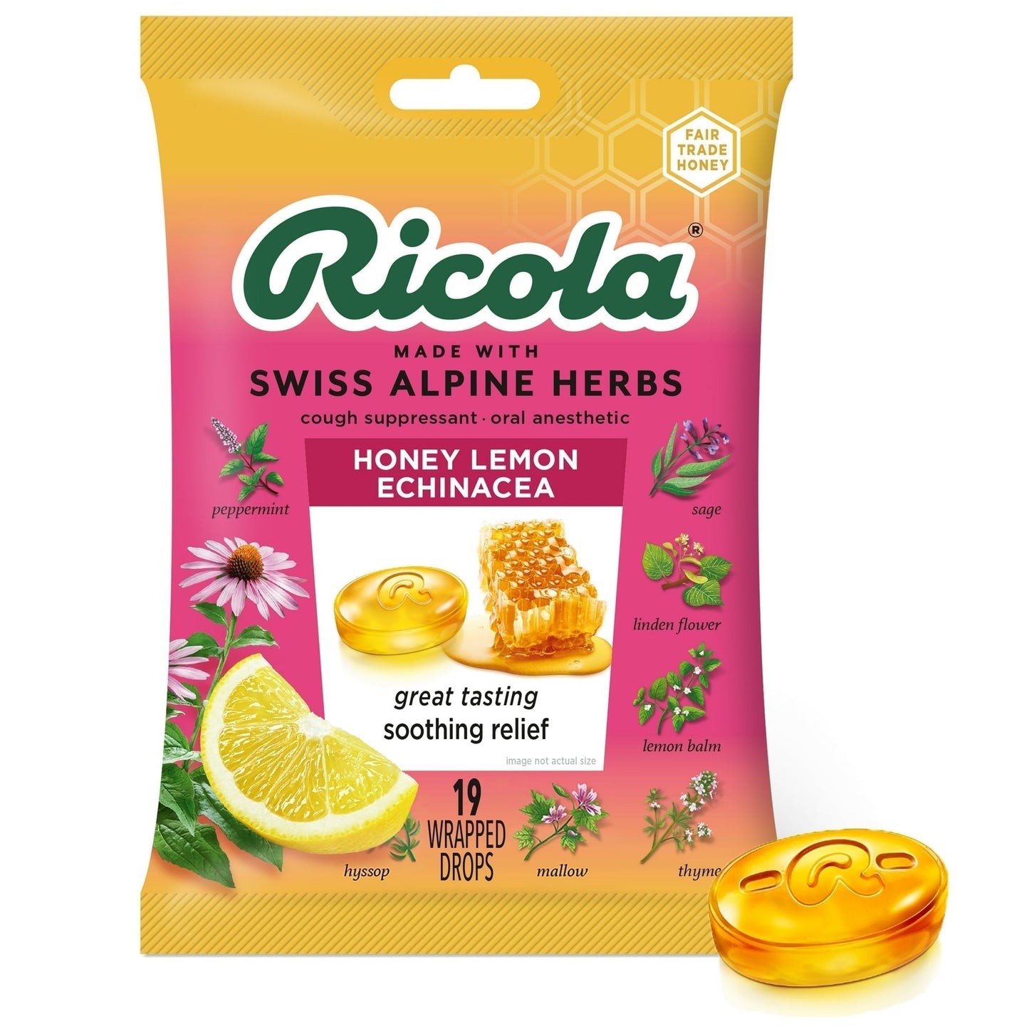 Ricola Honey Lemon Throat Drops with Echinacea
