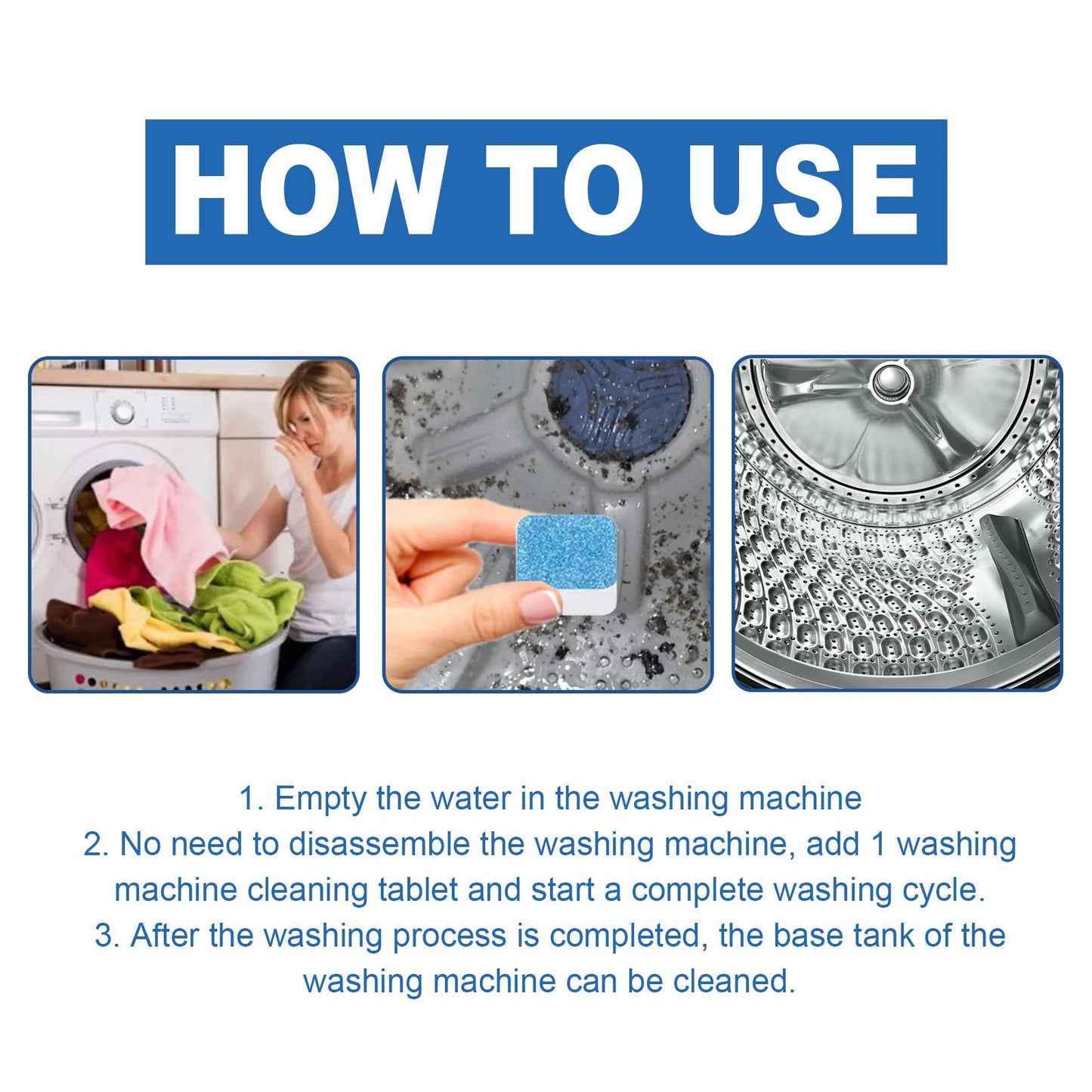 Washing Machine Cleaning Effervescent Tablet, Washing Machine Slot Stain Cleaner Effervescent Tablet Automatic Cleaning - Korvel