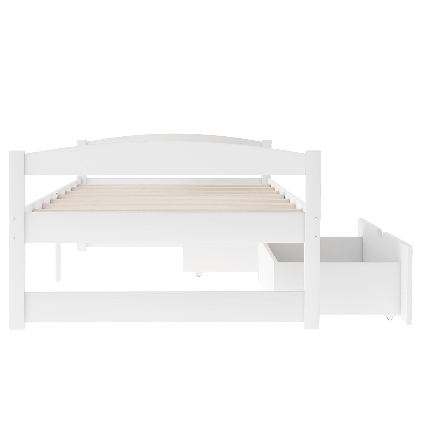 Elegant Twin Size Platform Bed with Two Drawers - White