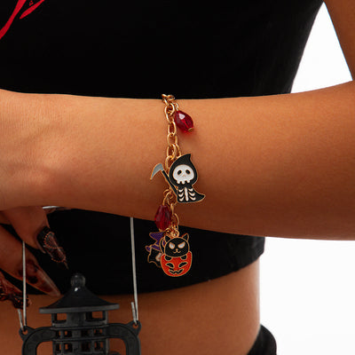 Halloween Party Ghost Bracelet Trendy Girl Pumpkin Festival Alloy Pendant Handmade Girl - Korvel