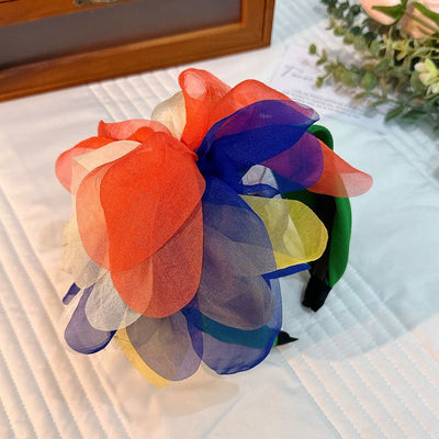 Fashion fabric oversized colorful flower fashion headband - Korvel