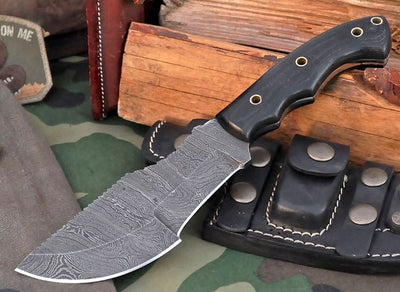 The Hunted Survival Knife – 10" Damascus Steel with Micarta Grip - Korvel