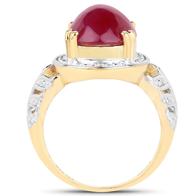 14K Yellow Gold Plated 4.46 Carat Ruby Sterling Silver Ring