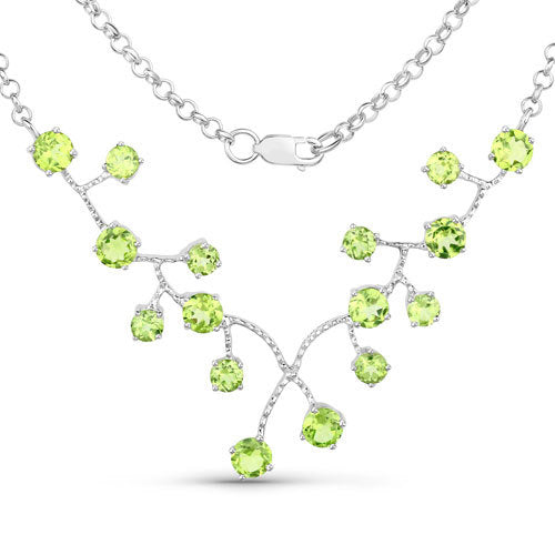 Collar de Peridoto Genuino de 6.00 Quilates en Plata Esterlina .925