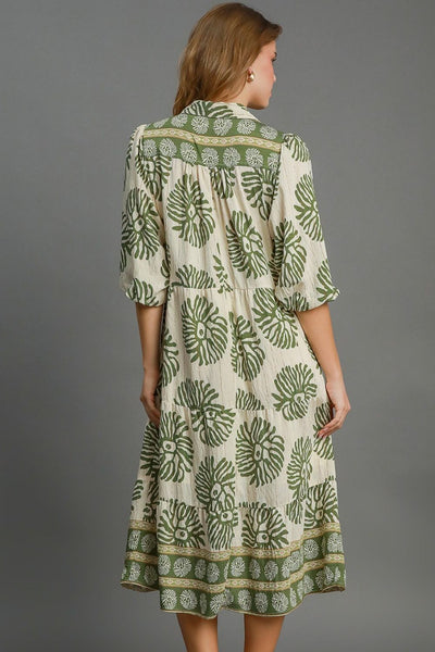 Matcha Green Plus Size Midi Dress - Boho Chic Style