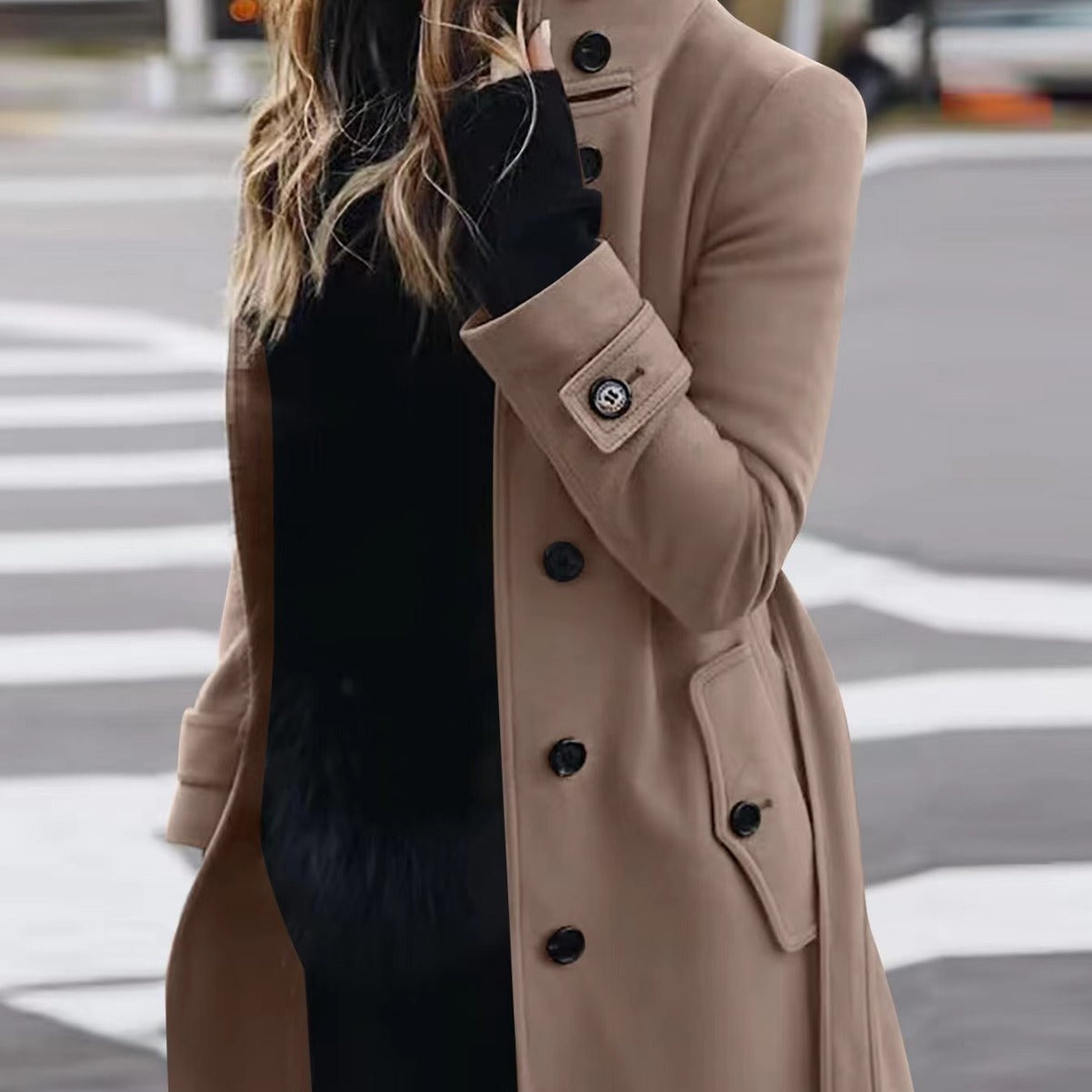 Women's Slim Fit Woolen Overcoat - Stylish Autumn Winter Jacket