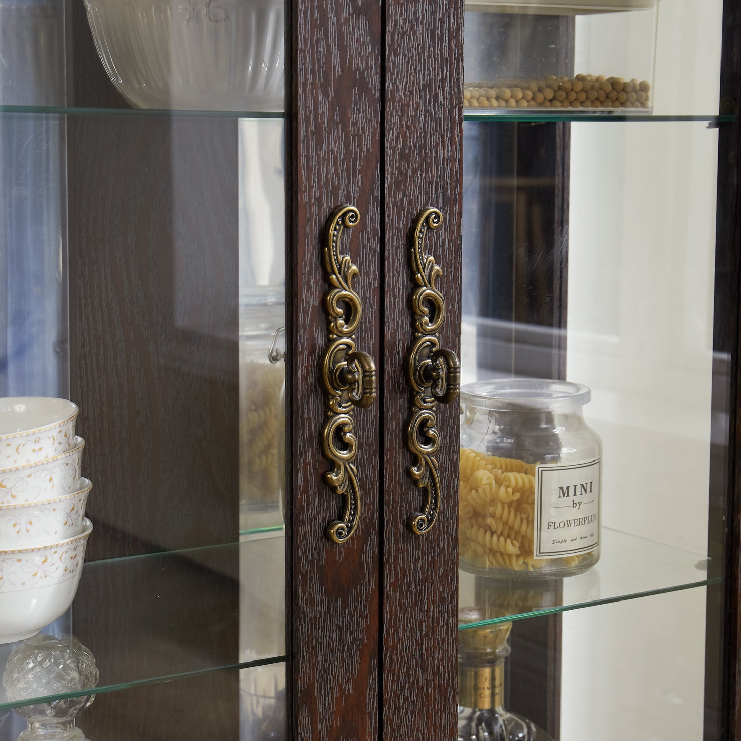 Elegant Dual Door Curio Cabinet with Adjustable Shelves
