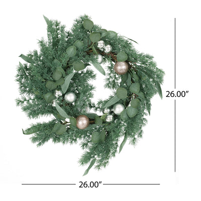 22" BERRY/EUCALYPTUS/PINECONE WREATH - Korvel