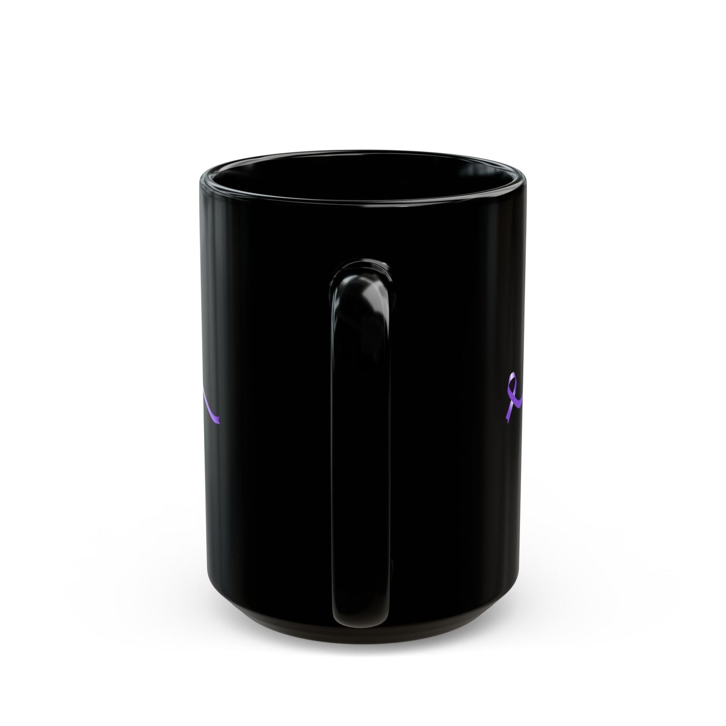 Pause for Epilepsy Awareness Purple Ribbon Black Ceramic Mug