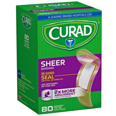 Bandages adhésifs transparents Curad, clair - 80 unités