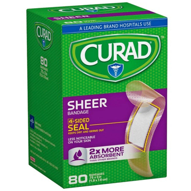 Bandages adhésifs transparents Curad, clair - 80 unités