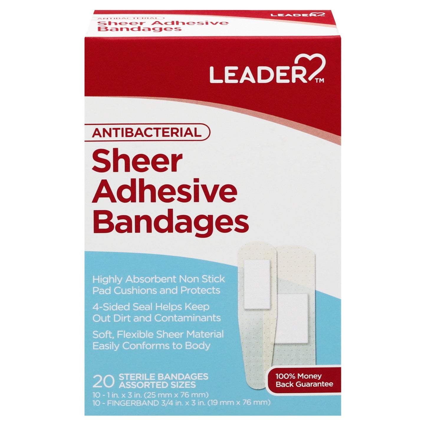 Leader® Antibacterial Assorted Sheer Bandages