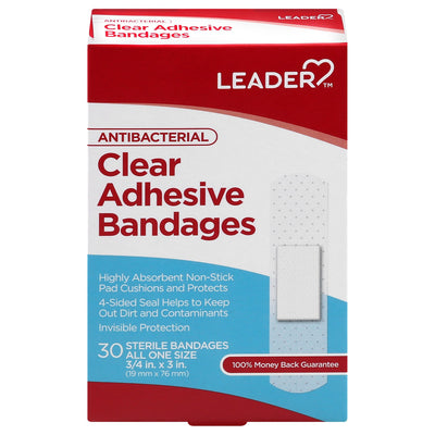 Leader Clear Adhesive Bandages with Antibacterial Protection