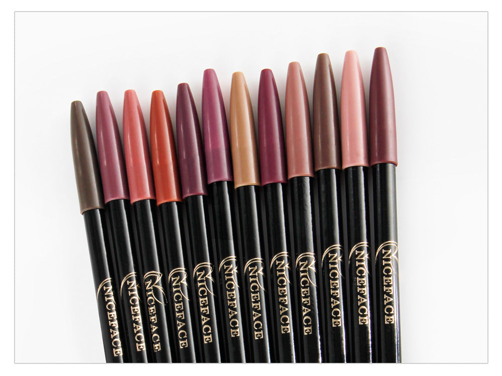 NICEFACE Nude Color Lip Pencil 12 Color Waterproof Lip Liner Nude Color Lip Pencil - Korvel