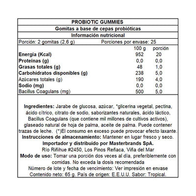 Gommes véganes Nature's Truth Probiotic Digestive Aid - Saveur tropicale 50ct